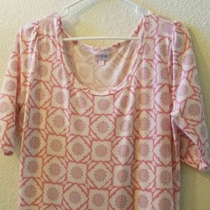 Lularoe Ana long dress pink and white